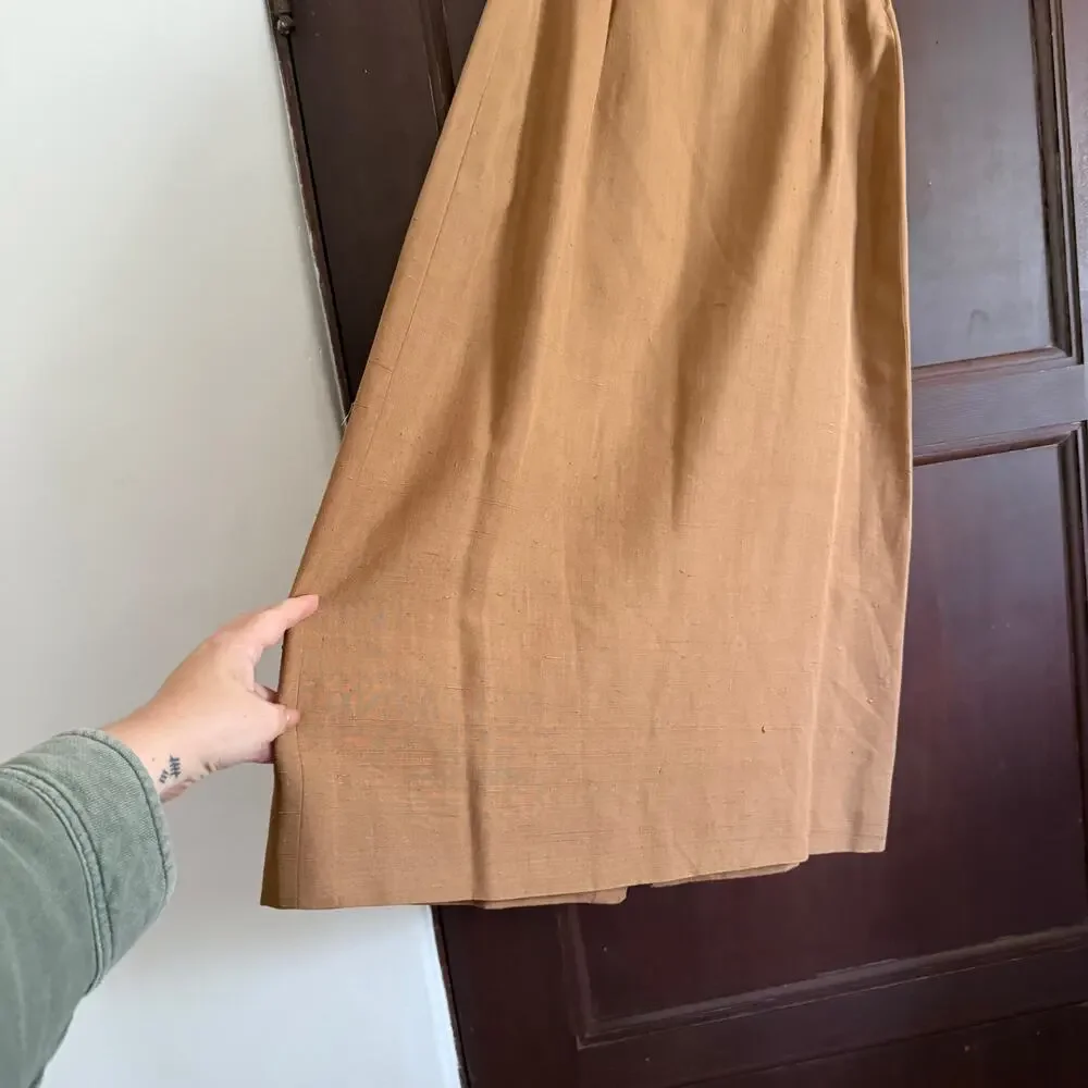 1950s Vintage NEIMAN MARCUS | Dupioni Silk Light Brown Tulip Skirt  | Size 2
